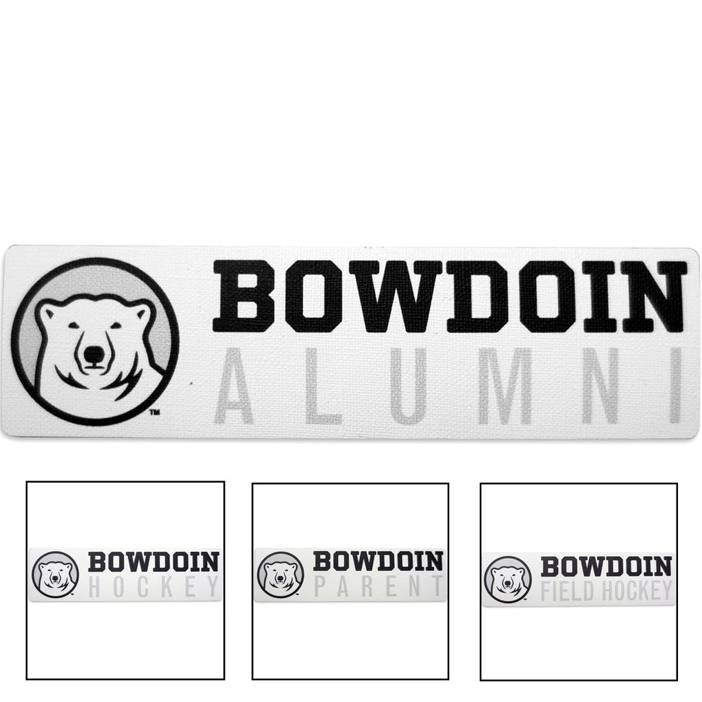 4 styles of Bowdoin Team Sticker with Medallion.