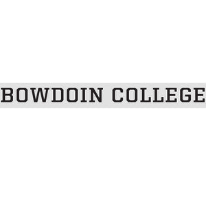 Clear decal with BOWDOIN COLLEGE in black athletic type with white stroke outline.