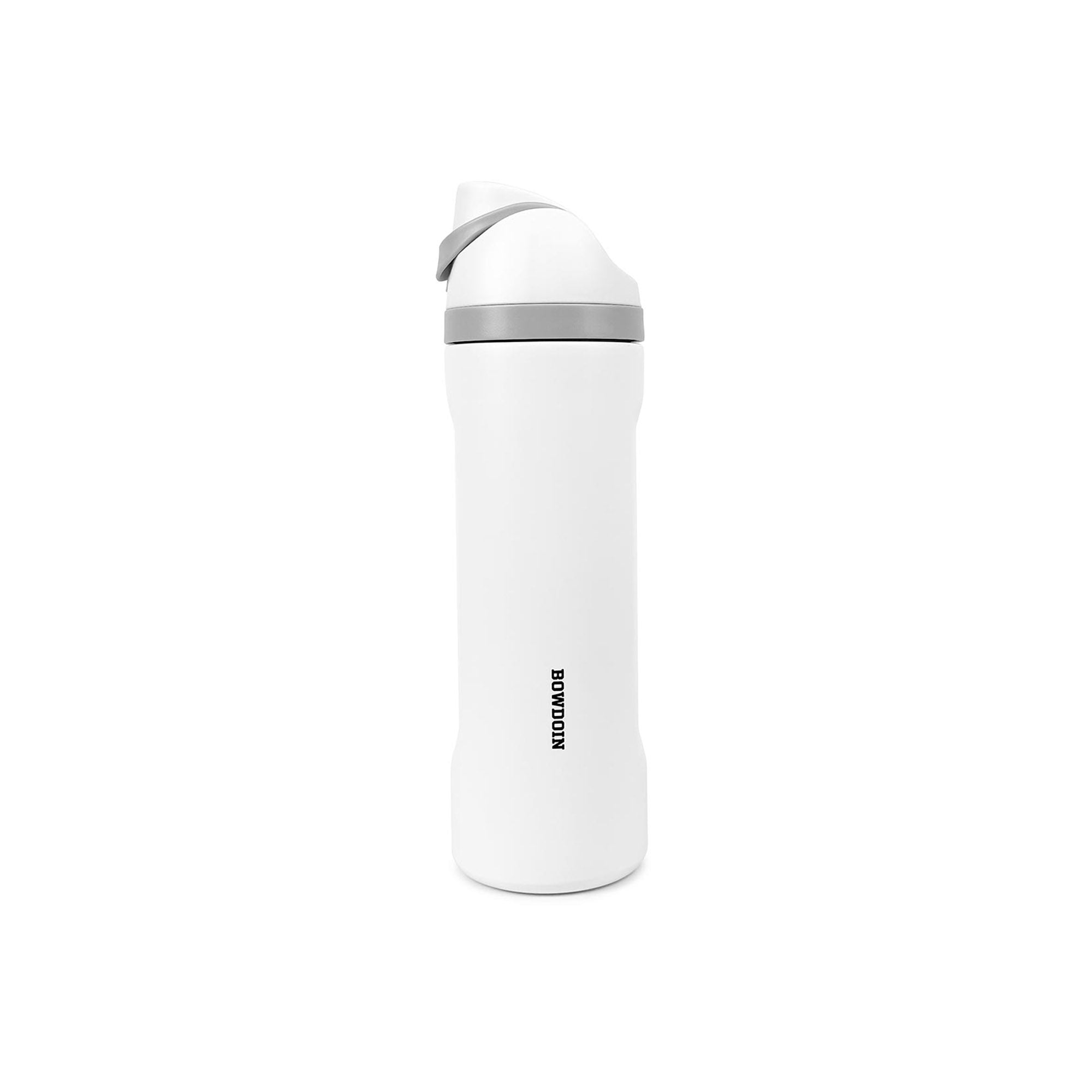 White water bottle with gray lid on a white background