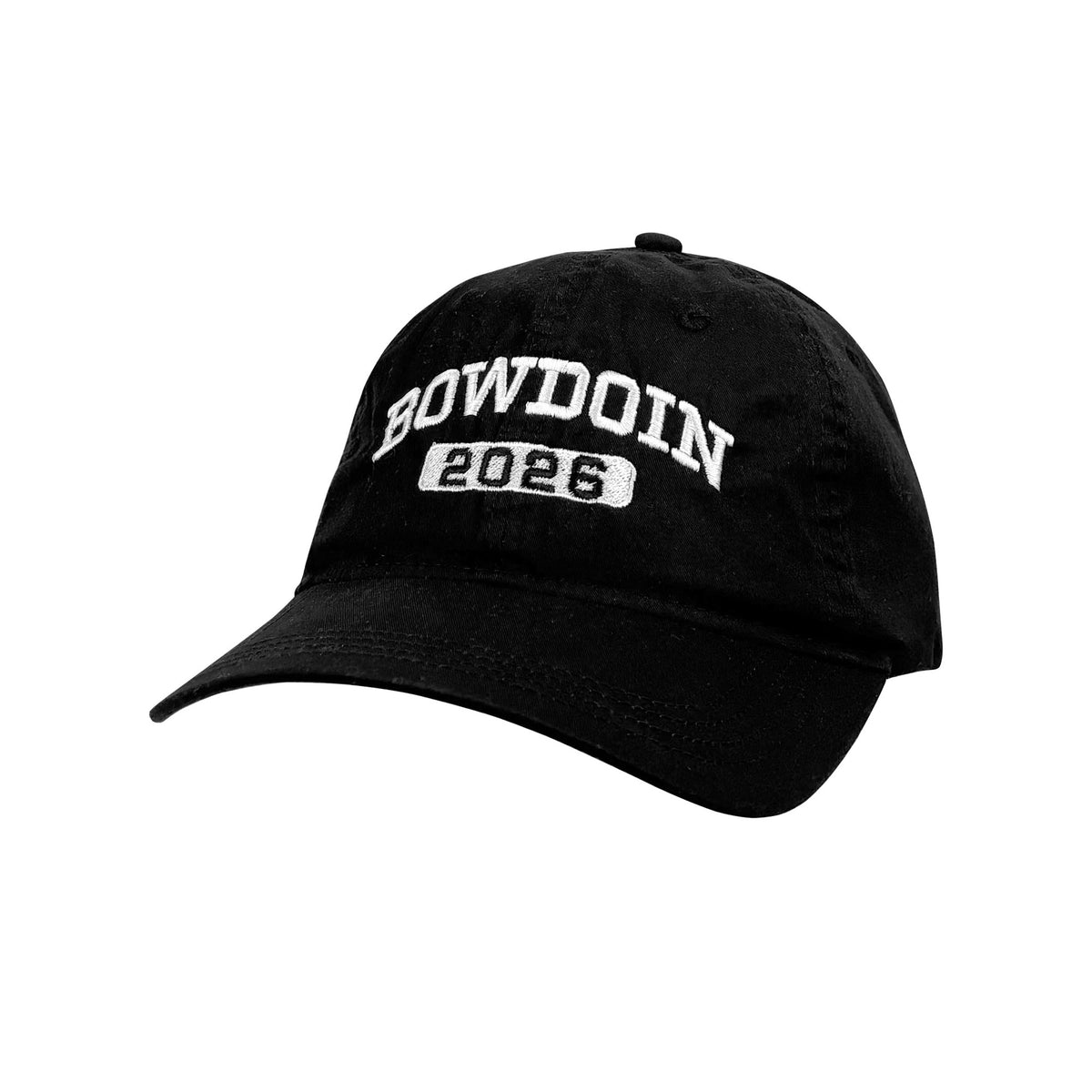 A black baseball cap with 'BOWDOIN 2026' embroidered in white on the front, shown against a plain white background.
