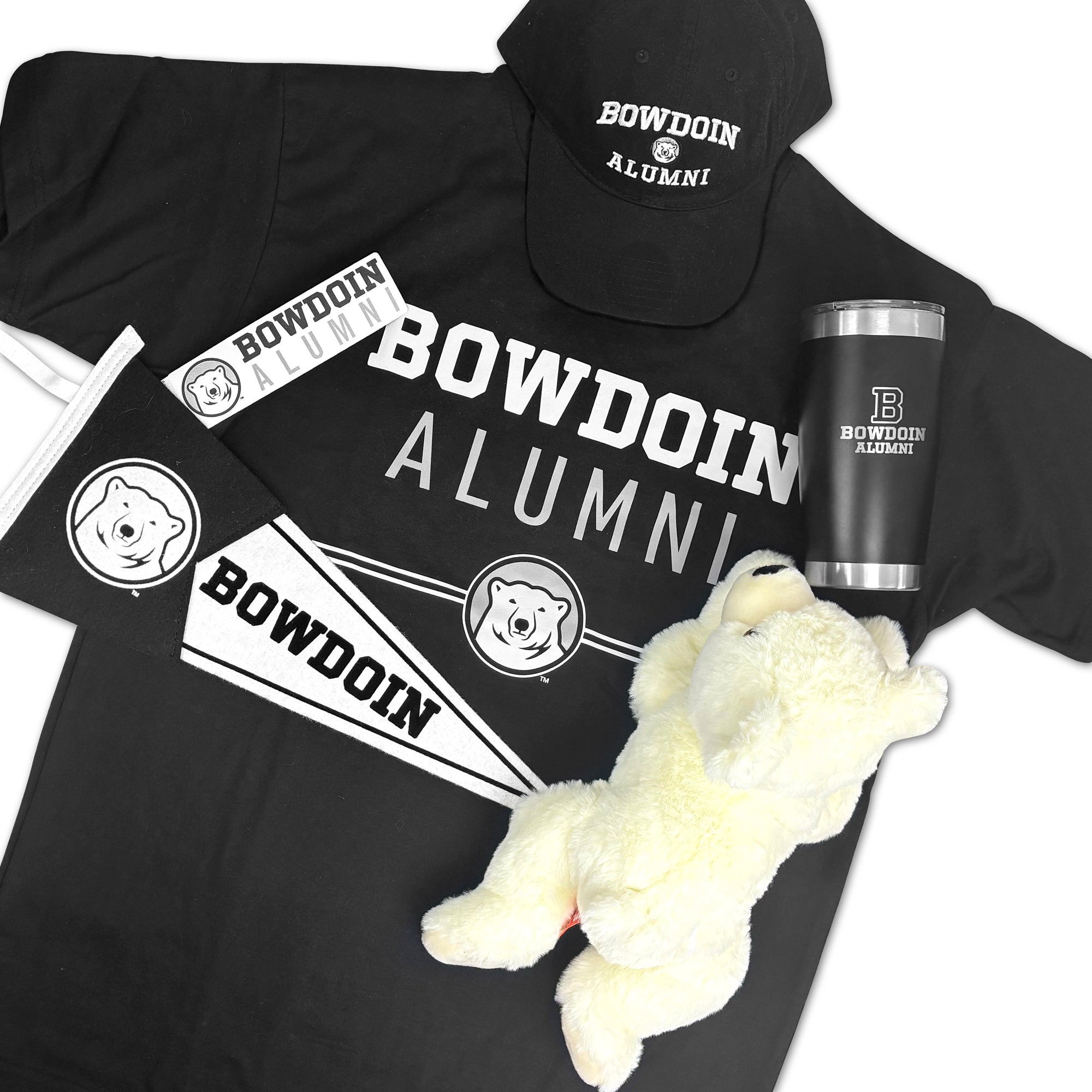 Collection of Bowdoin Alumni merchandise