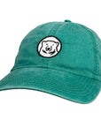 Green cap with a bear emblem on a white background