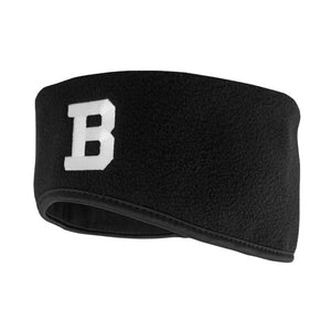 Black fleece earband with white B patch.