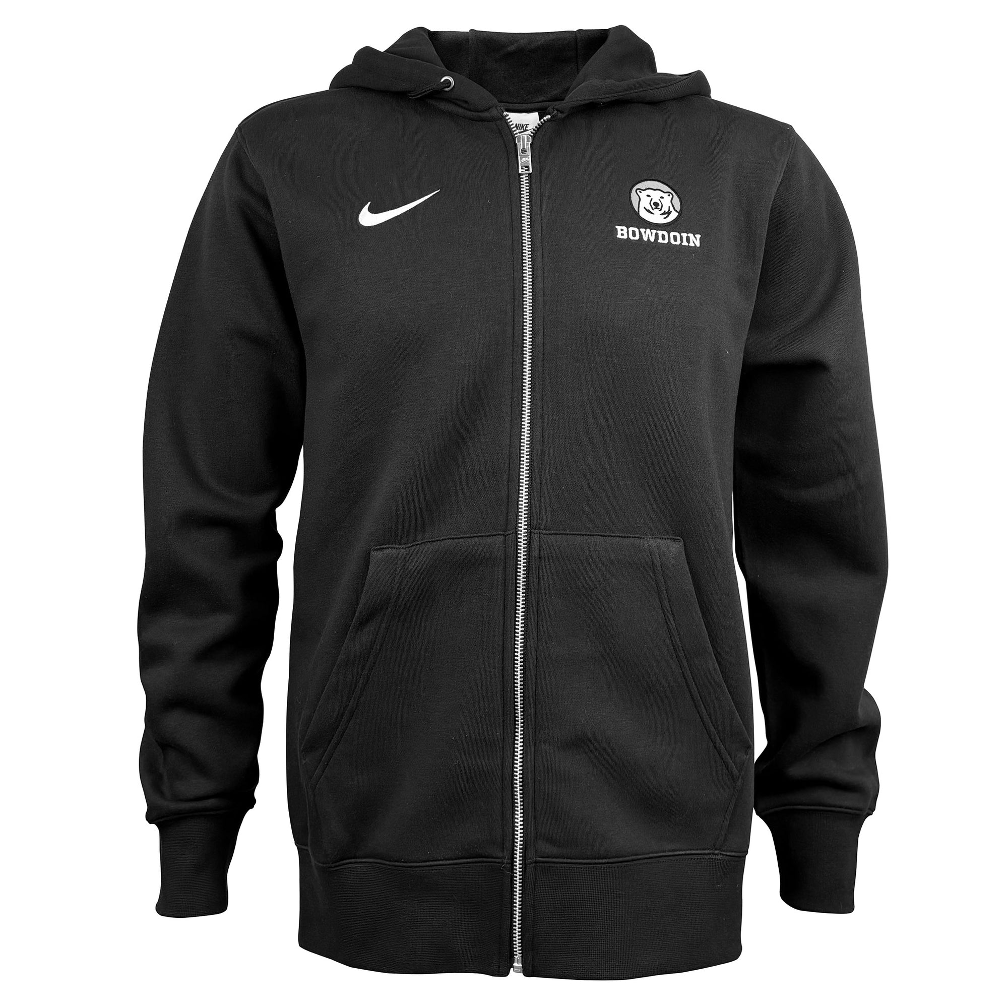 Black hoodie with Nike logo and 'Bowdin' text on a white background