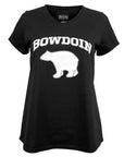 Black t-shirt with 'Bowdoin' and bear graphic on a white background