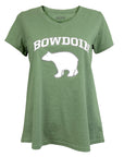 Green t-shirt with 'Bowdoin' and a bear graphic on a white background