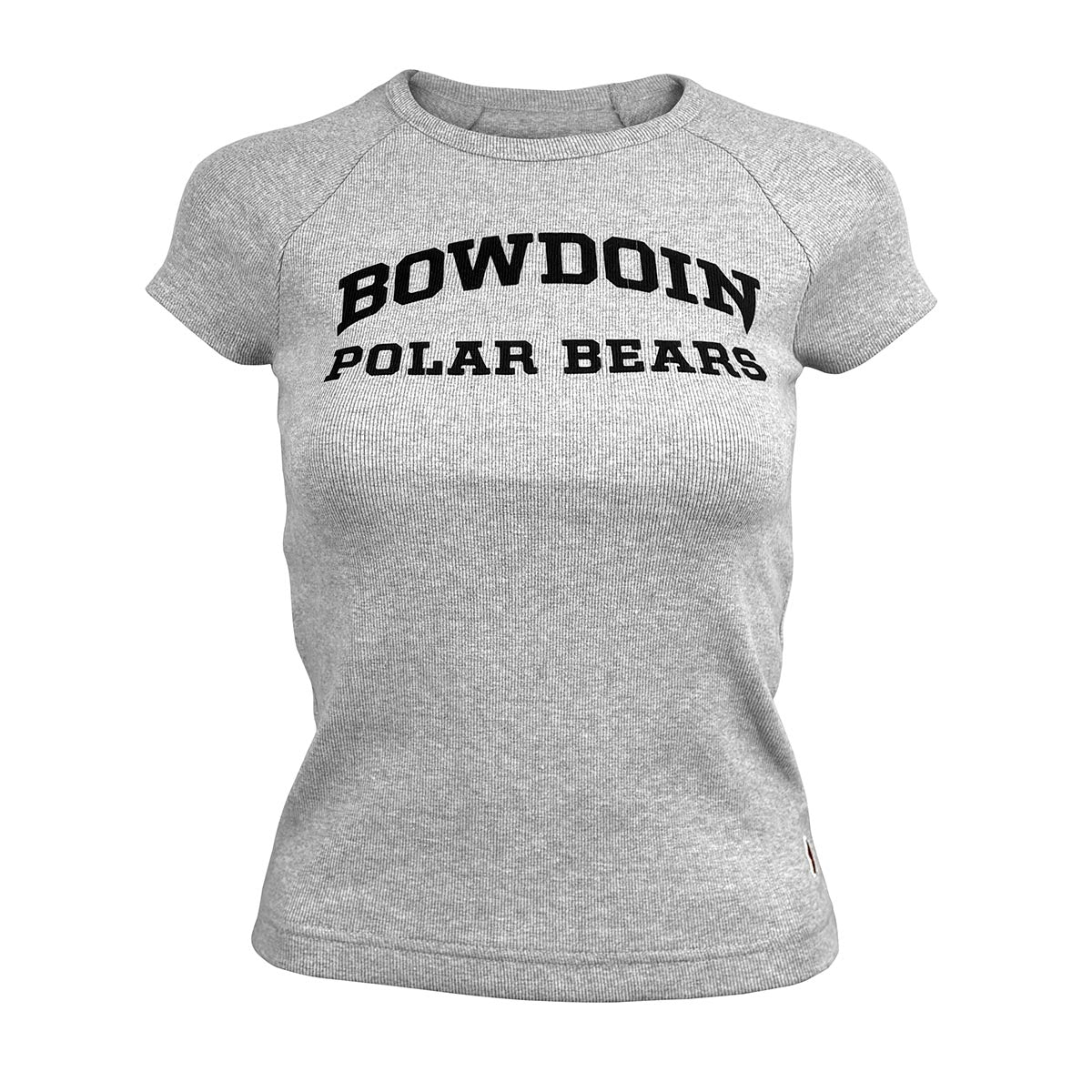 Gray t-shirt with &#39;Bowdoin Polar Bears&#39; text on a white background
