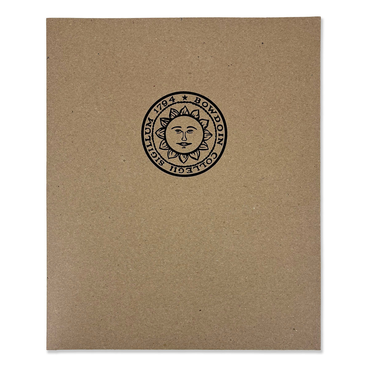Kraft brown folder with black Bowdoin seal imprint.