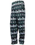 Patterned pajama pants with Christmas design on a white background