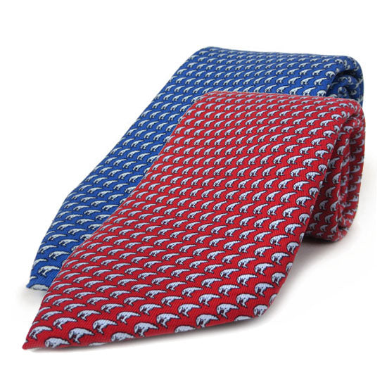 Red and blue silk polar bear ties.