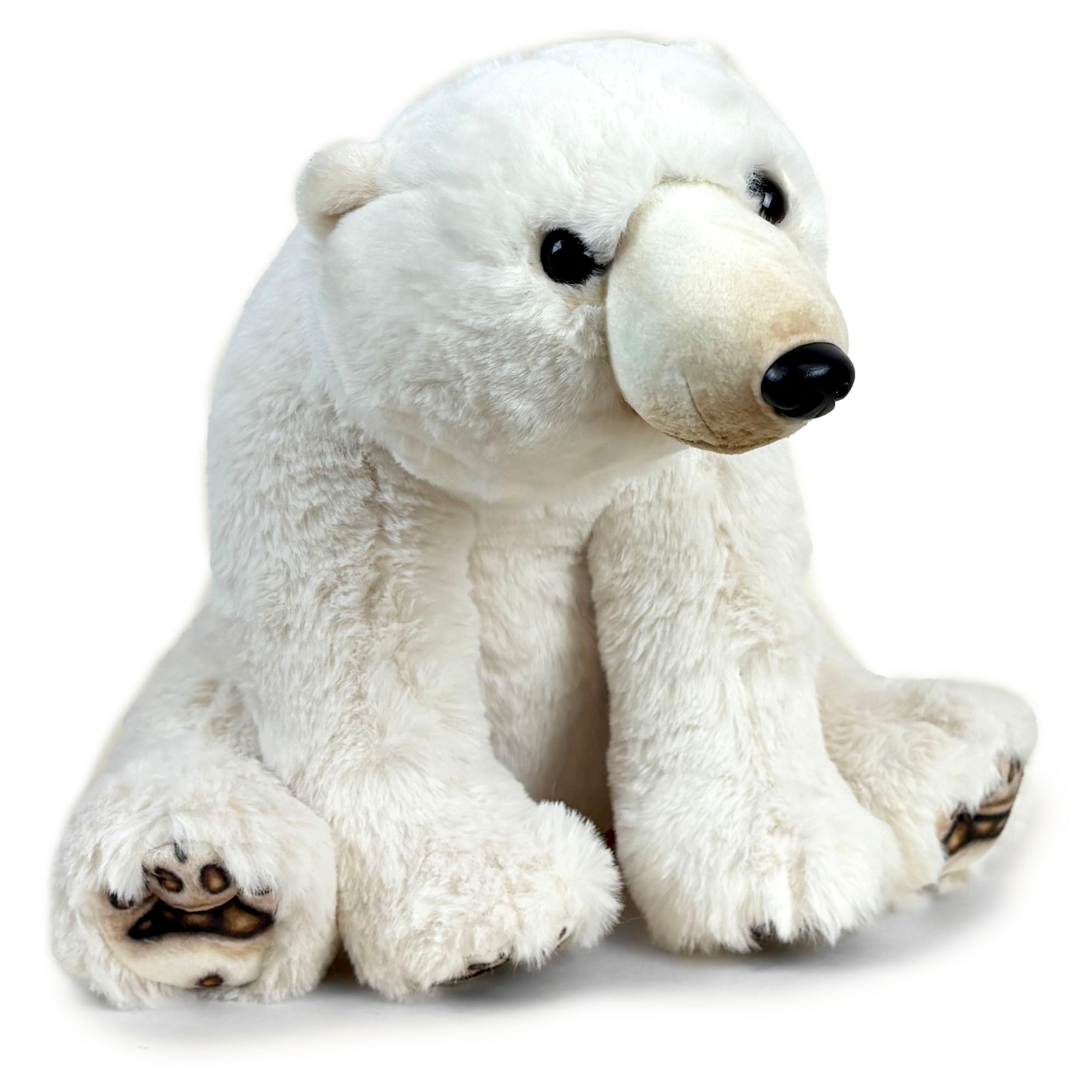 Plush polar bear toy on a white background