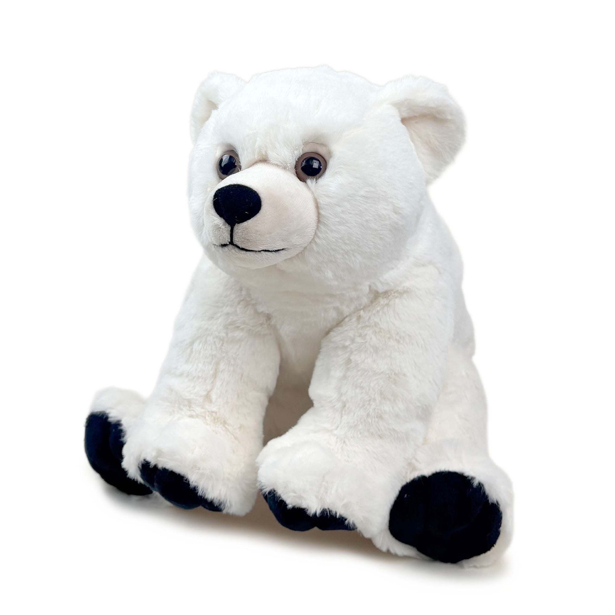Plush white polar bear toy.