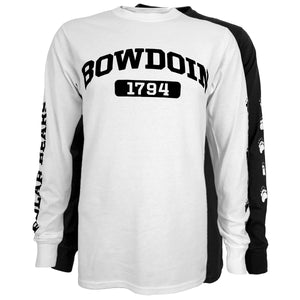 Two colors of Bowdoin 1794 long sleeved basic tees.