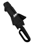 Black umbrella with a carabiner on a white background