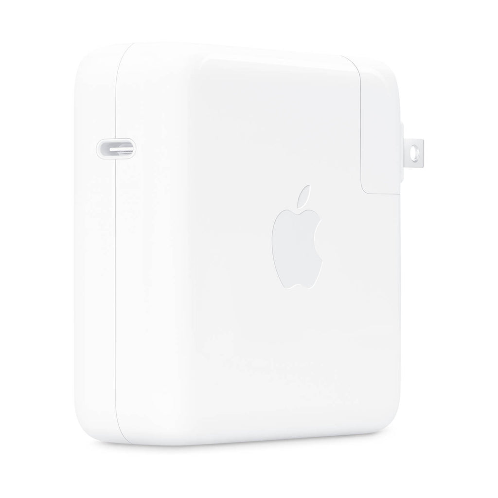 Right rear view of Apple 96 watt USB-C power adapter