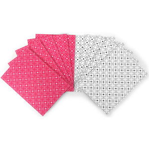 5 pink and 5 white notecards with geometric design.