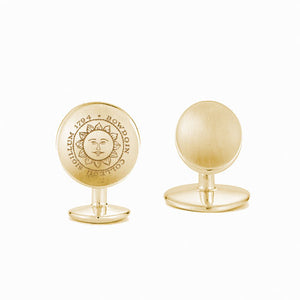 Gold cufflinks with engraved Bowdoin College seal