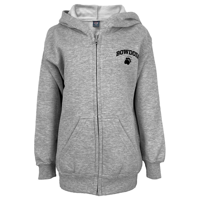 Youth Full-Zip Hoodie with Bowdoin & Paw from MV Sport