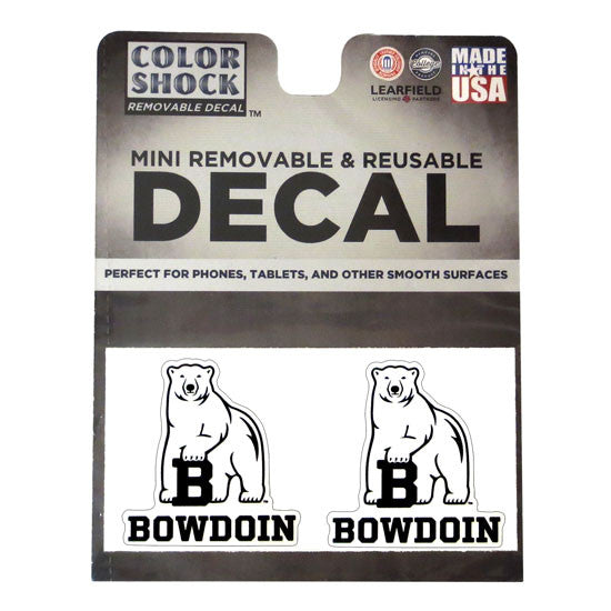 Set of 2 mini decals with polar bear mascot over BOWDOIN.