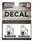 Set of 2 mini decals with polar bear mascot over BOWDOIN.