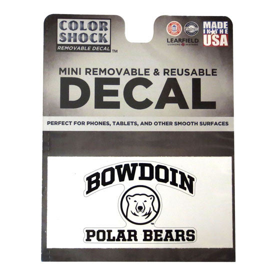Single mini decal with arched BOWDOIN over medallion over POLAR BEARS.