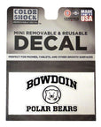 Single mini decal with arched BOWDOIN over medallion over POLAR BEARS.