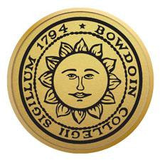 Gold engraved Bowdoin sun seal medallion.