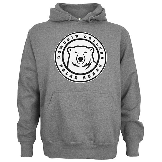 Graphite pullover hooded sweatshirt with center ice polar bear