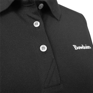 Closeup showing button placket with white CB logoed buttons.