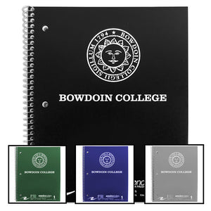 Different colors of spiral bound 100-sheet Bowdoin notebooks.