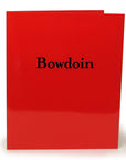 Red laminated folder with black Bowdoin imprint.
