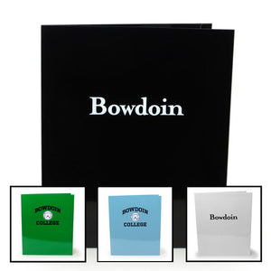 Montage of different colors and styles of laminated Bowdoin folder.