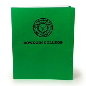 Green paper folder with sun seal imprint.