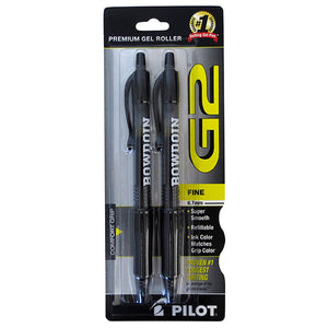 2 pack of black retractable pens with BOWDOIN imprint on barrel.