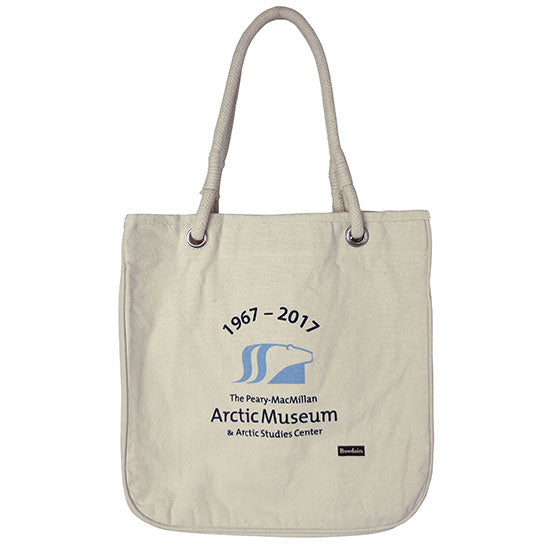 Arctic Museum tote bag in natural with rope handle.