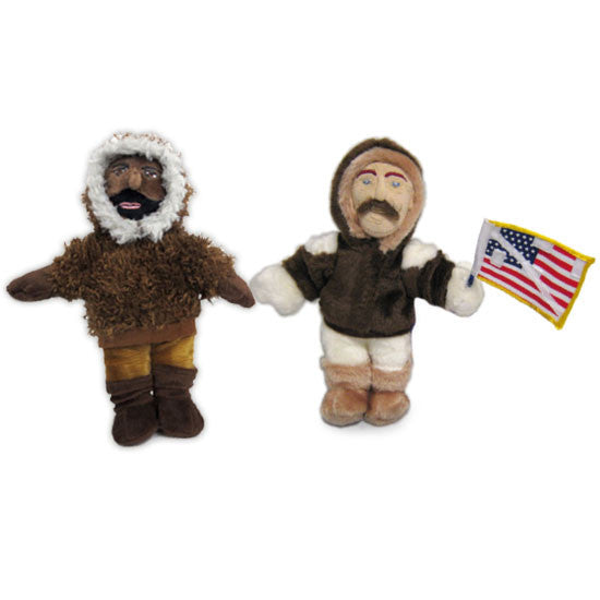 Matthew Henson and Robert Peary plush dolls.