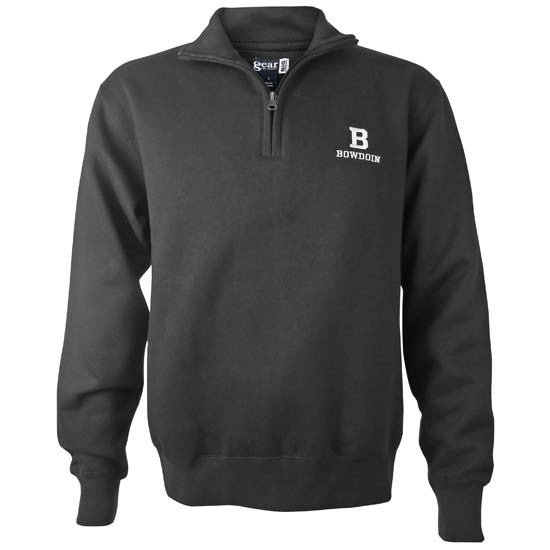Big Cotton ¼-Zip with Embroidered B & Bowdoin