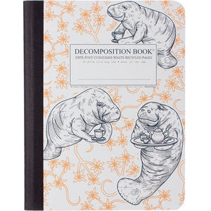 Tapebound Decomposition Book with cover imprint of manatees drinking tea.