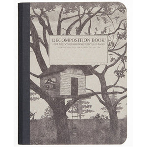 Tapebound Decomposition Book with cover imprint of treehouse on brown craft board.