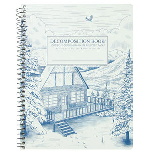 Coilbound Decomposition Book with cover image of ski lodge in blue on white.