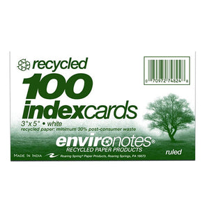 Package of 100 recycled index cards