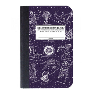 Pocket-sized tapebound Decomposition book with constellations on cover.