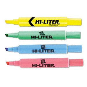 Yellow, green, blue, and pink Hi-Liters.