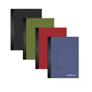 4 colors of recycled composition book in black, green, red, and blue