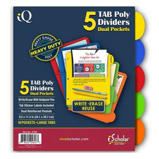 5-Pack Poly Tab Dividers