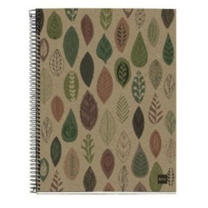 Spiral Notebook with cardboard cover printed with abstract leaves