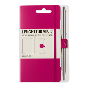Elastic pen loop and packaging in berry pink