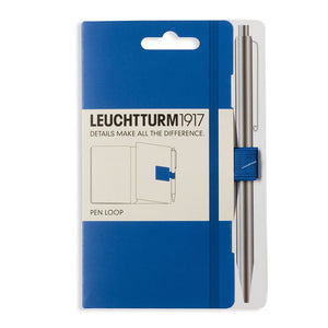 Elastic pen loop and packaging in royal blue