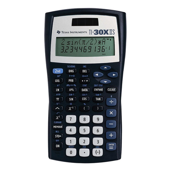 Black scientific calculator with 2-line display.