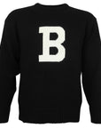 Black knit sweater with ivory B